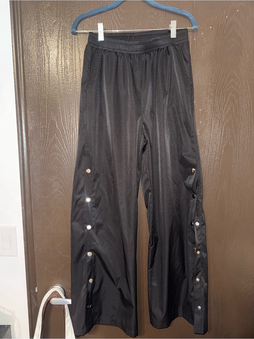 Black Snap-Button Wide Leg Pants